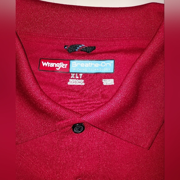NWOT Mens XLT Wrangler Breathe-Dri Wicking Technology Red SS Polo Golf Shirt - Picture 2 of 6